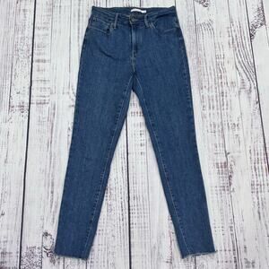 Levi’s 721 High Rise Skinny Jeans Women’s 28 Raw Hem Stretch Medium Wash